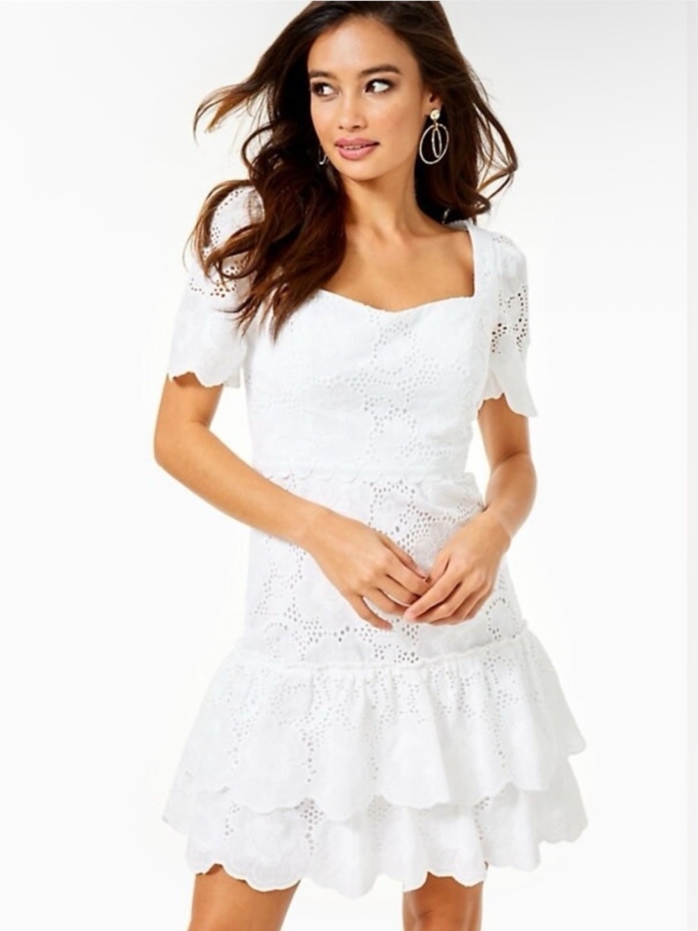 NWT Lilly Pulitzer Bonni Dress Resort White Jumbo Bouquet Eyelet Mini Sz 0